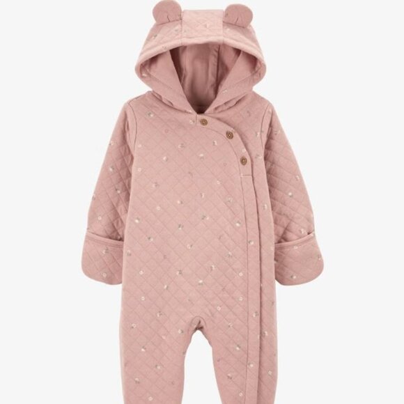 NB Baby Hooded Quilted Jumpsuit - Picture 1 of 3